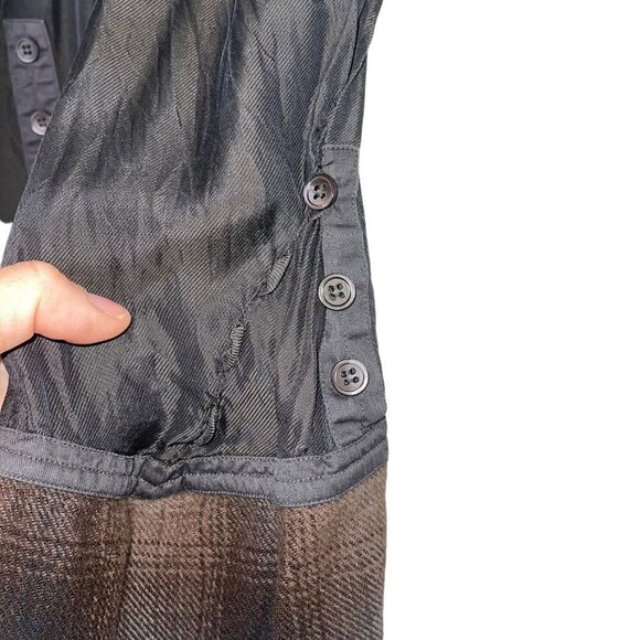 Marni Womens Top Size Small Cropped Bell Sleeve Flannel Ruffle Black Brown Plaid - Picture 8 of 15